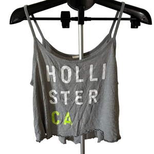 HOLLISTER CA GRAY AND WHITE CROPPED TANK TOP